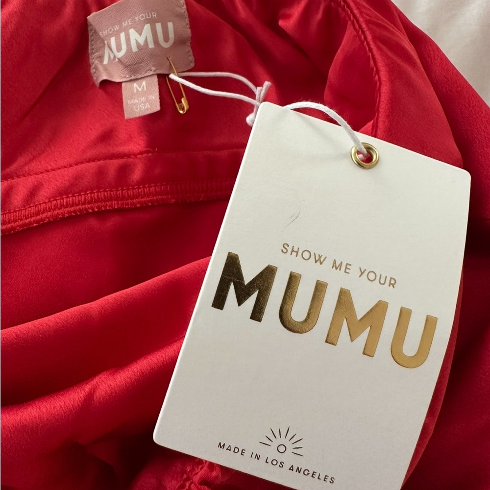 Show Me Your Mumu Taylor Tube Mini Dress in Red Luxe Satin Size Medium NWT - Picture 8 of 12